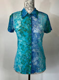Mexx | Size 12/14 | Blue and green sheer t-shirt | Nylon