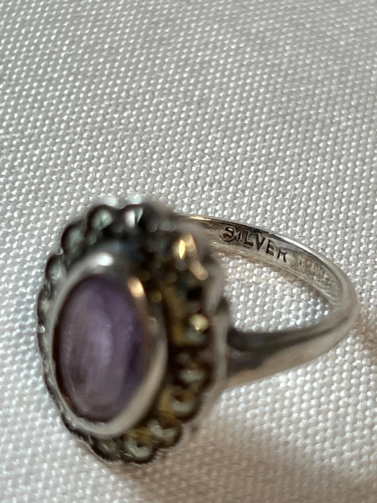 Vintage Amethyst ring with Marcasite | Silver