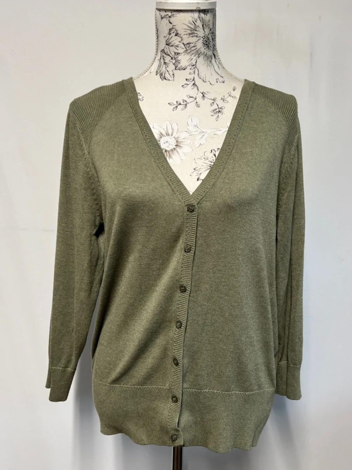 Red Herring | 14 | Khaki Cardigan | Viscose/Nylon blend