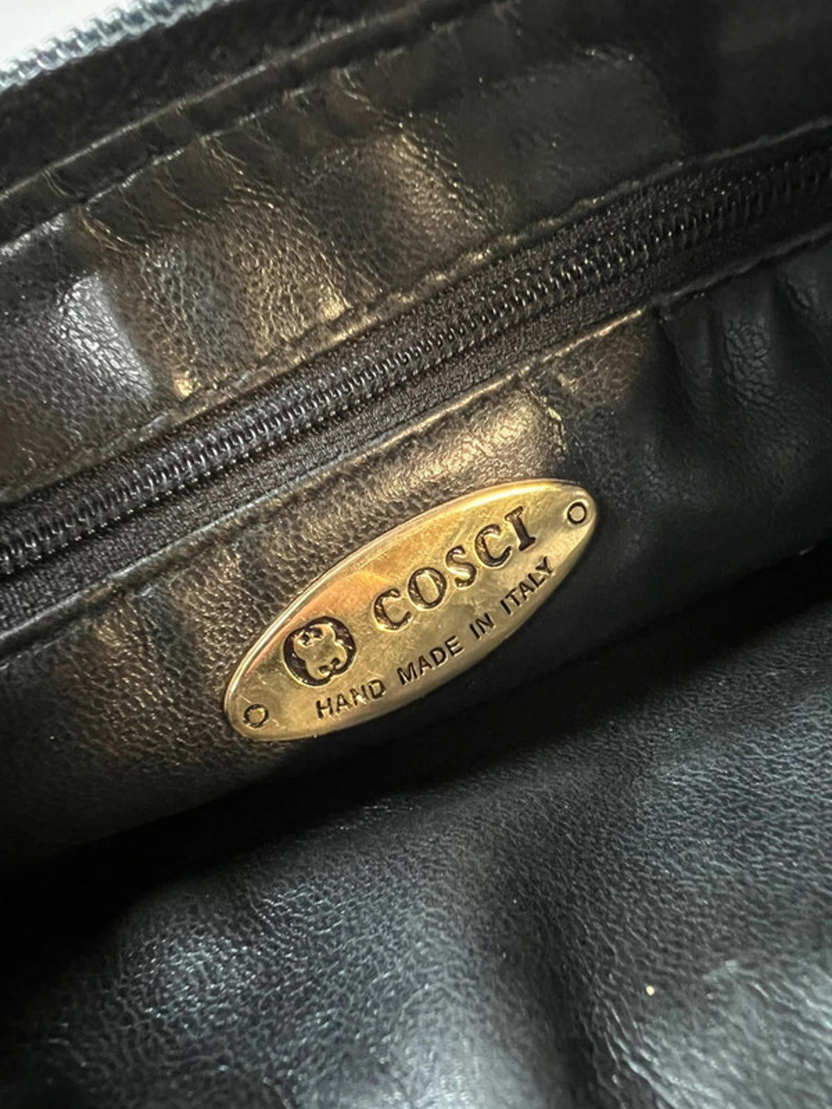 Genuine Vintage Cosci | Black woven handbag | Leather