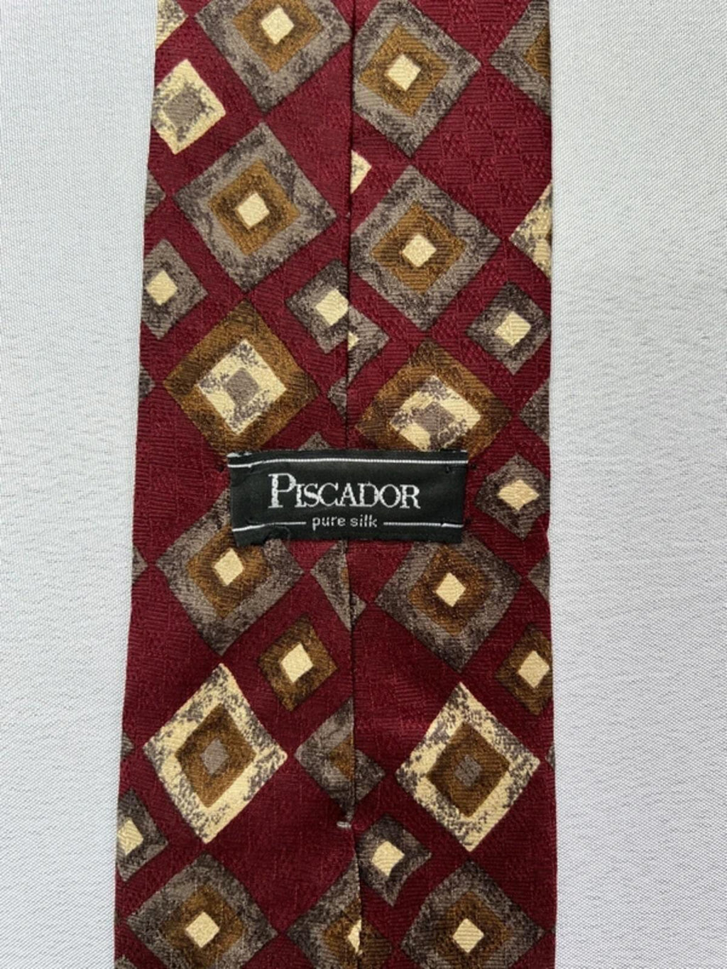Vintage Piscador | Maroon/Cream Abstract Necktie | Silk