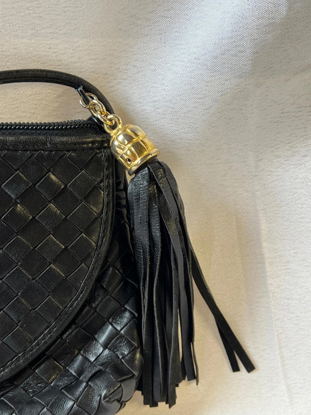 Genuine Vintage Cosci | Black woven handbag | Leather