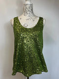 River Island | Size 12 | Y2K Olive Sequin vest top