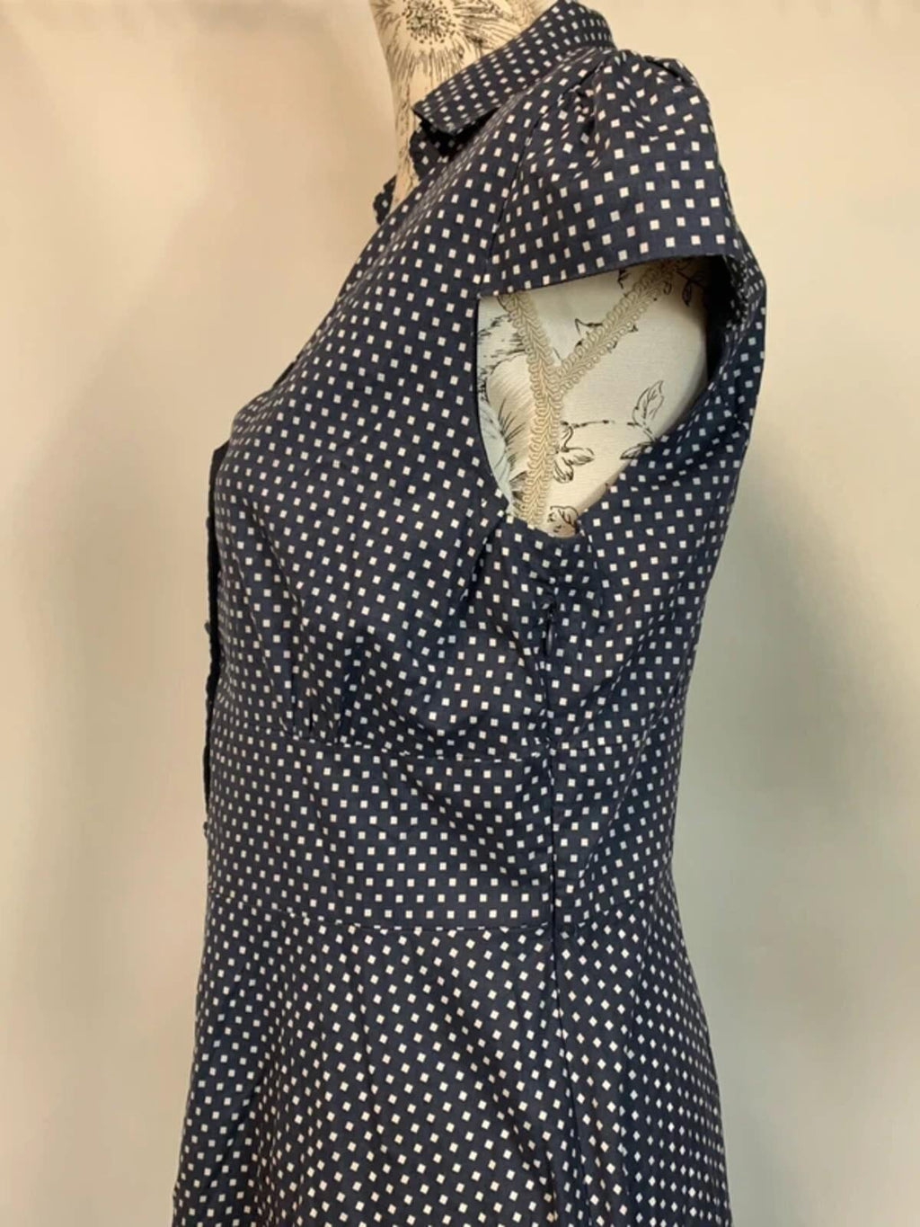 Lindy Bop | Size 16 | Ladies Navy Square/Polka dot dress | 100% Cotton