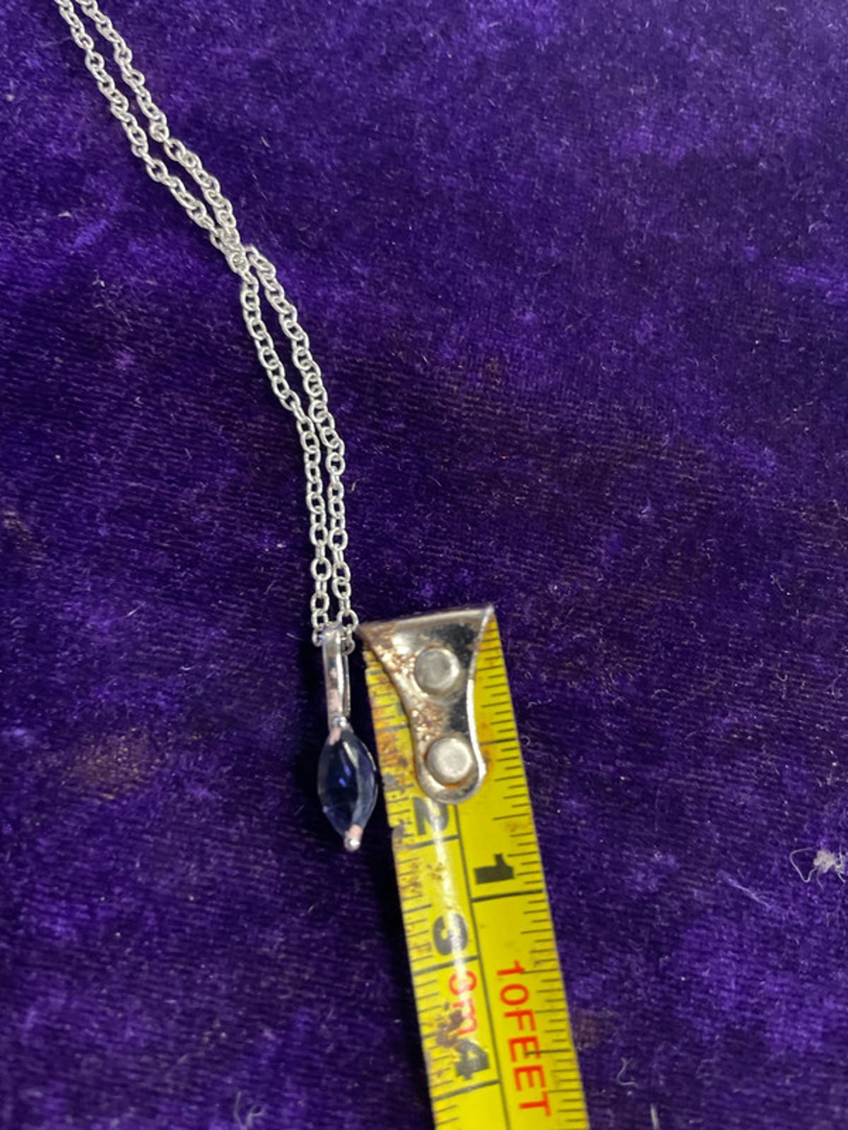 925 Sterling Silver Chain | Cornflower Blue Glass Pendant