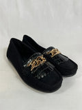 Kelsi | Size 5 | Classic black loafers with gold tone buckle