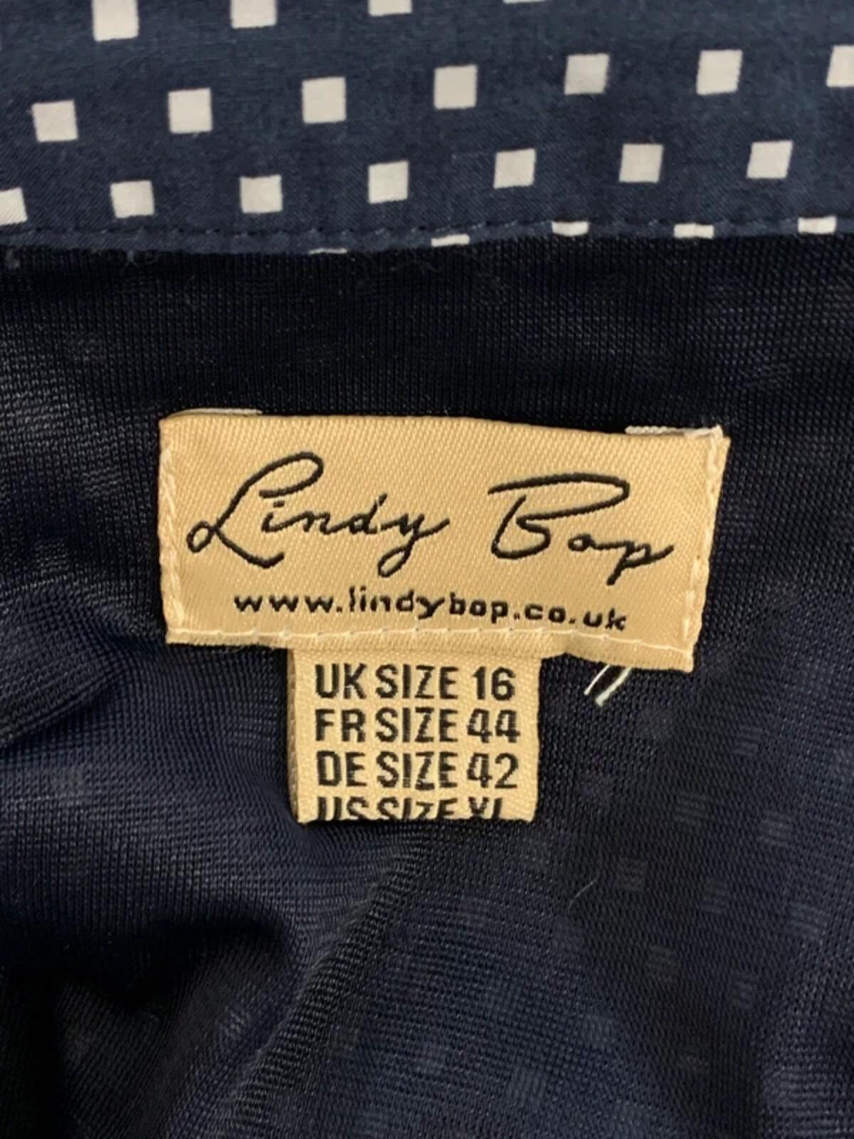Lindy Bop | Size 16 | Ladies Navy Square/Polka dot dress | 100% Cotton