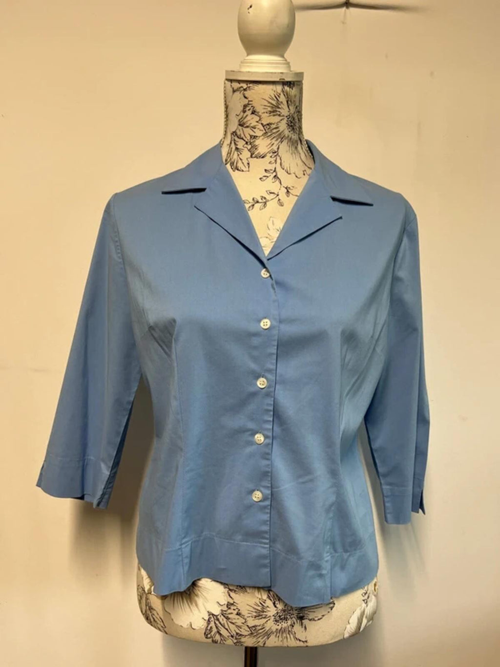 BHS | 12 | 3/4 Pale blue shirt | Cotton/Polyester blend
