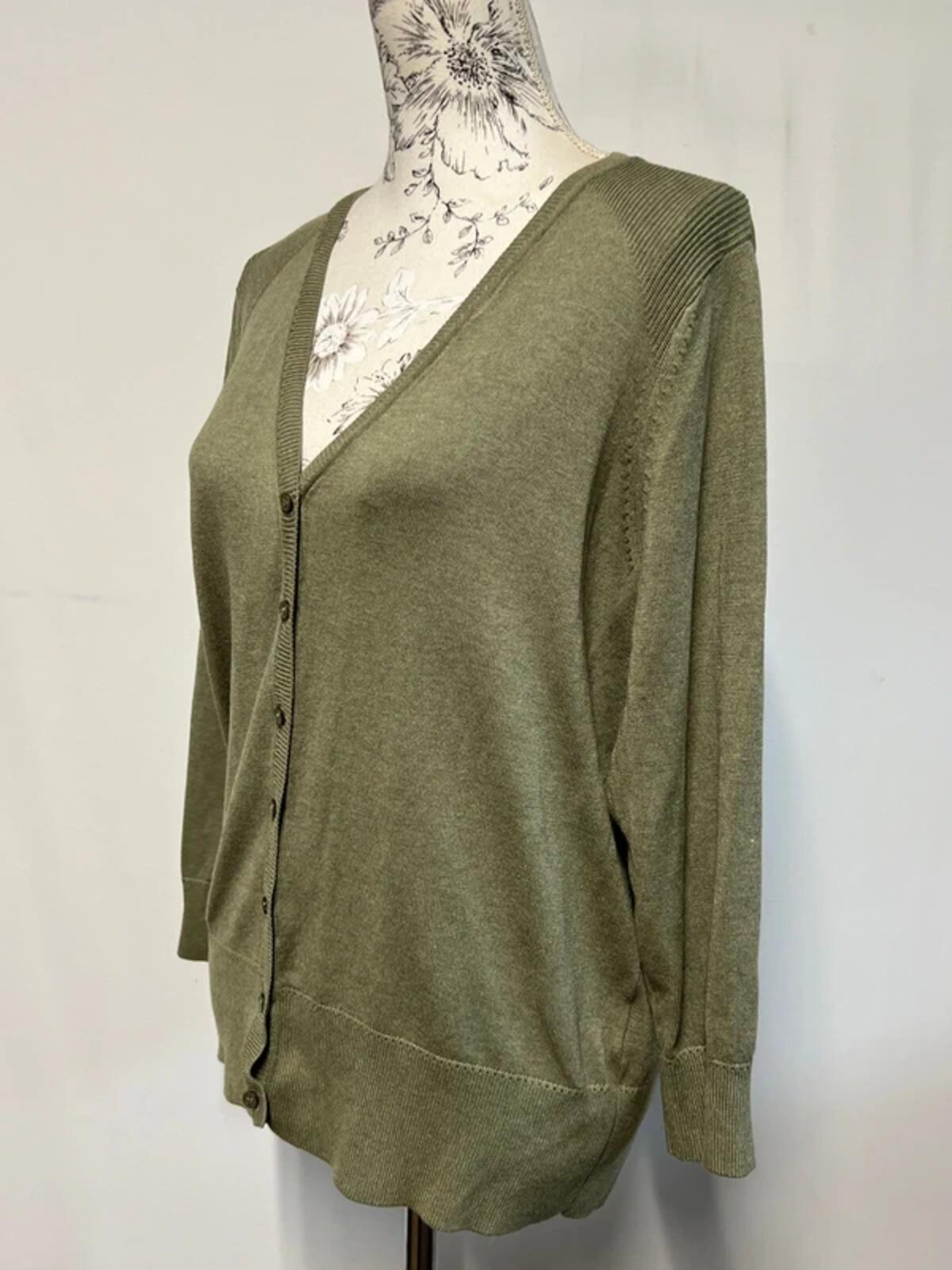 Red Herring | 14 | Khaki Cardigan | Viscose/Nylon blend