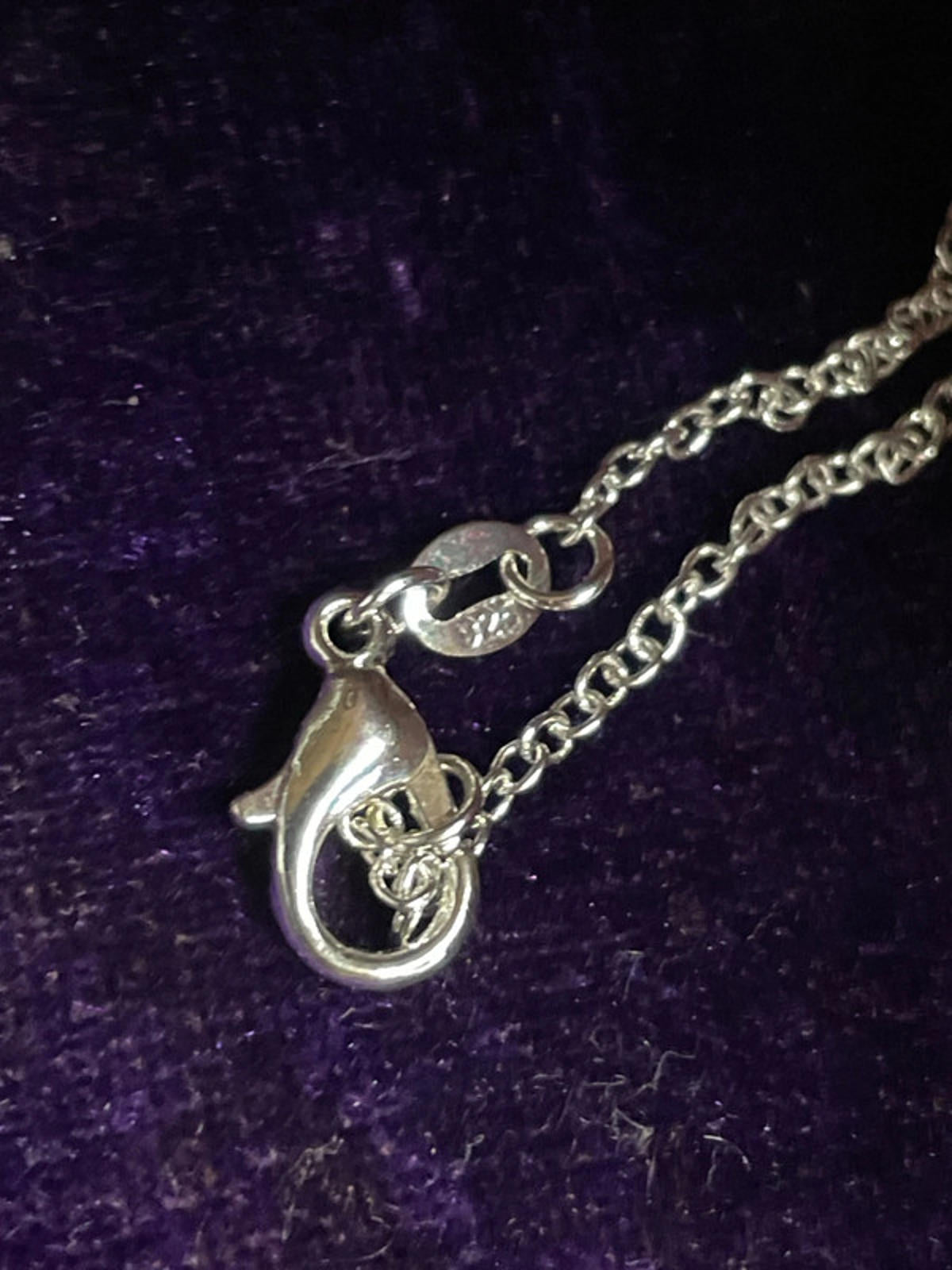 Silver Necklace | Purple &amp; Brown Sphere Pendants | 25cm