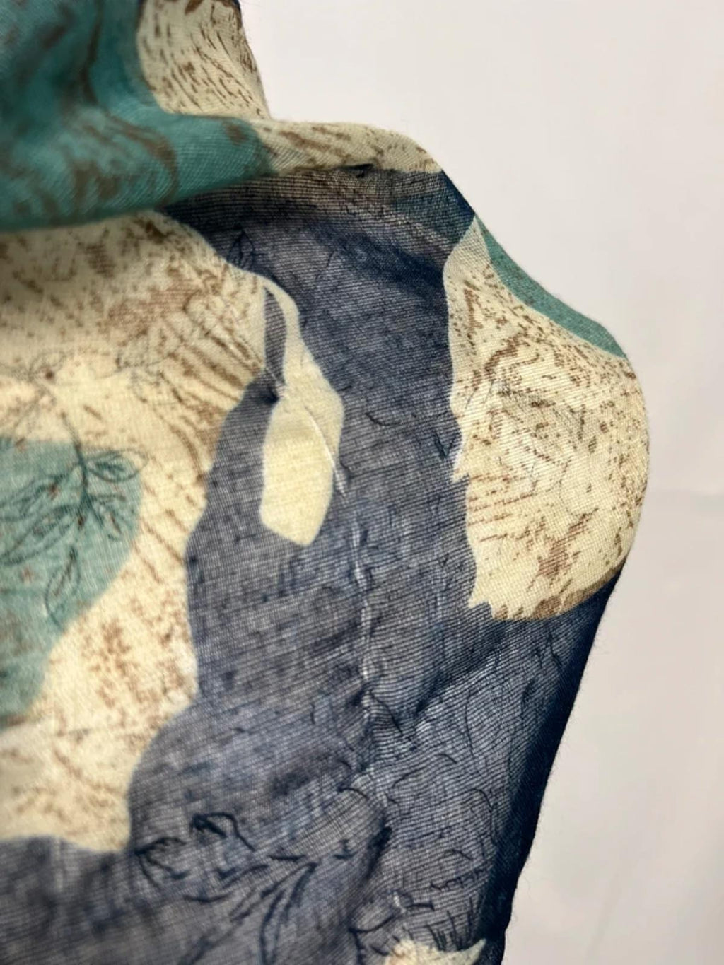 Vintage Ladies Scarf | Turquoise/Navy/Brown