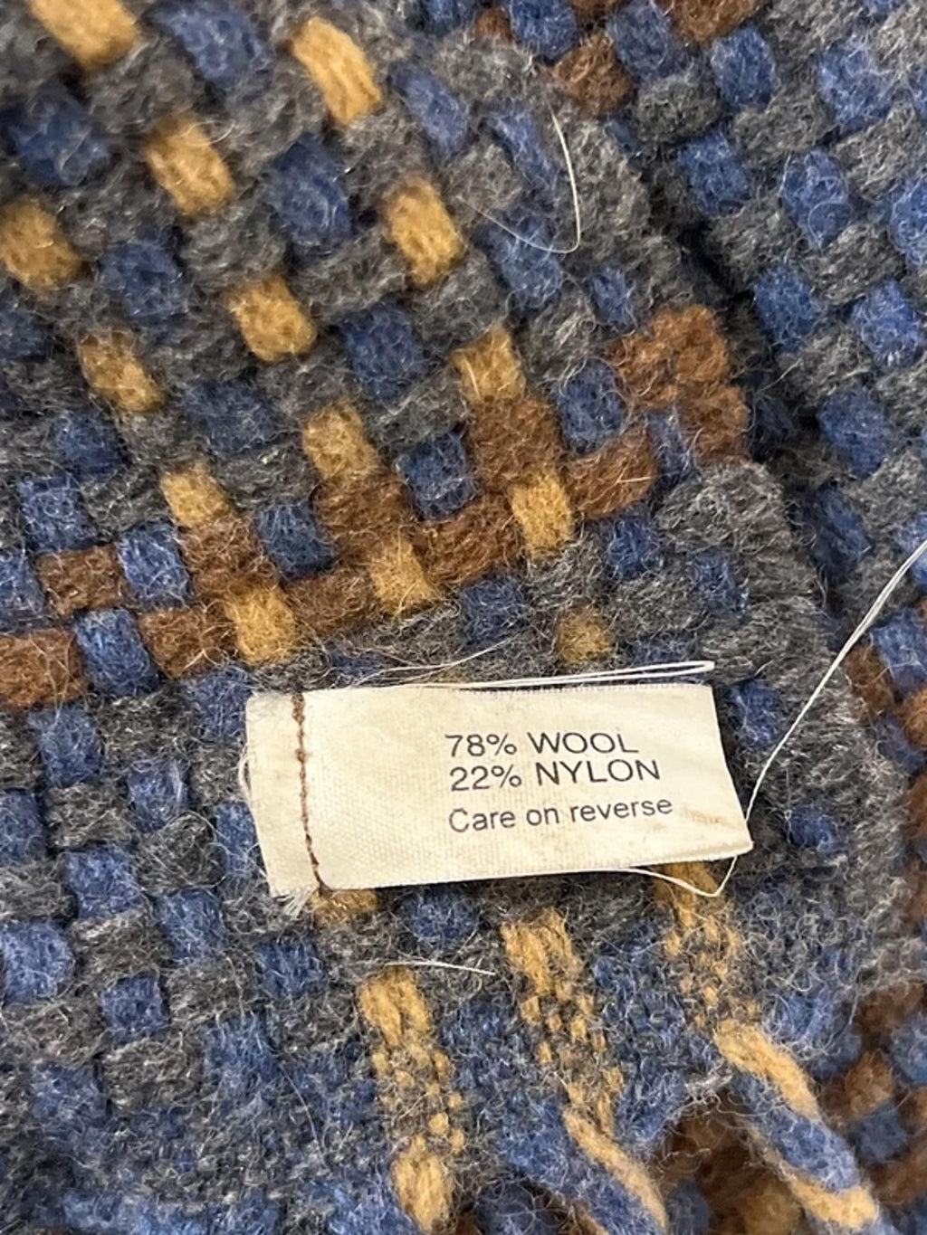 Vintage Il Moro Italian Scarf | Wool Blend | Blue/Brown