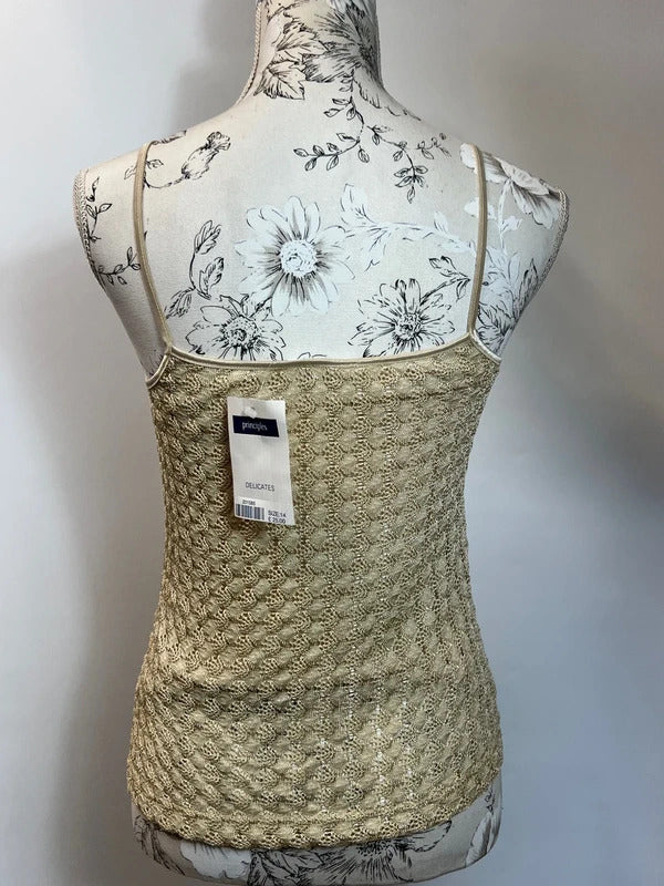 Principles | Size 14 | Stylish Beige Embellished Square Neck Cami