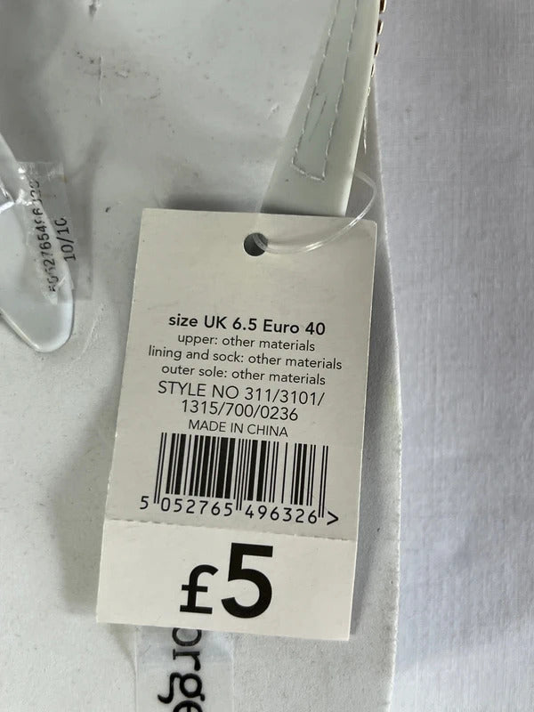 George | Size 6.5 | Y2K White metallic Foam Flip Flops