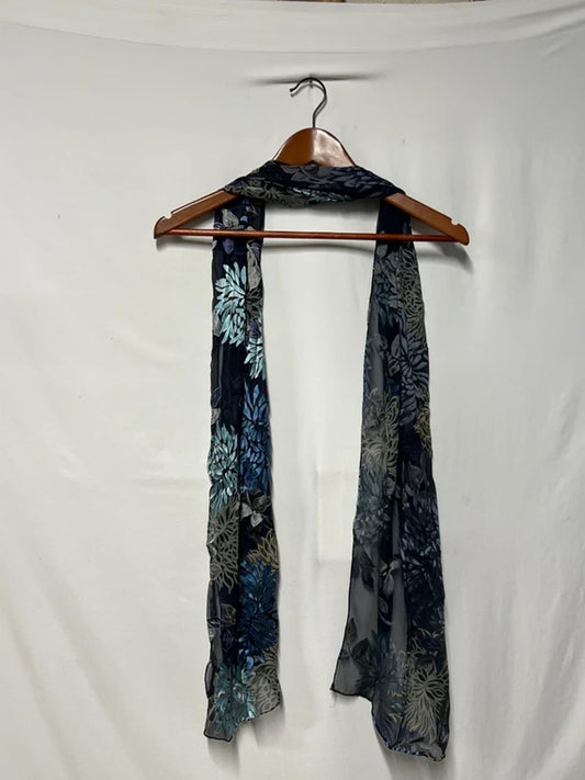 Vintage Ladies Scarf | Blue Navy Floral