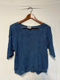 Vintage 1980’s Laura Ashley | S/M | Blue 100% Cotton 3/4 sleeve jumper