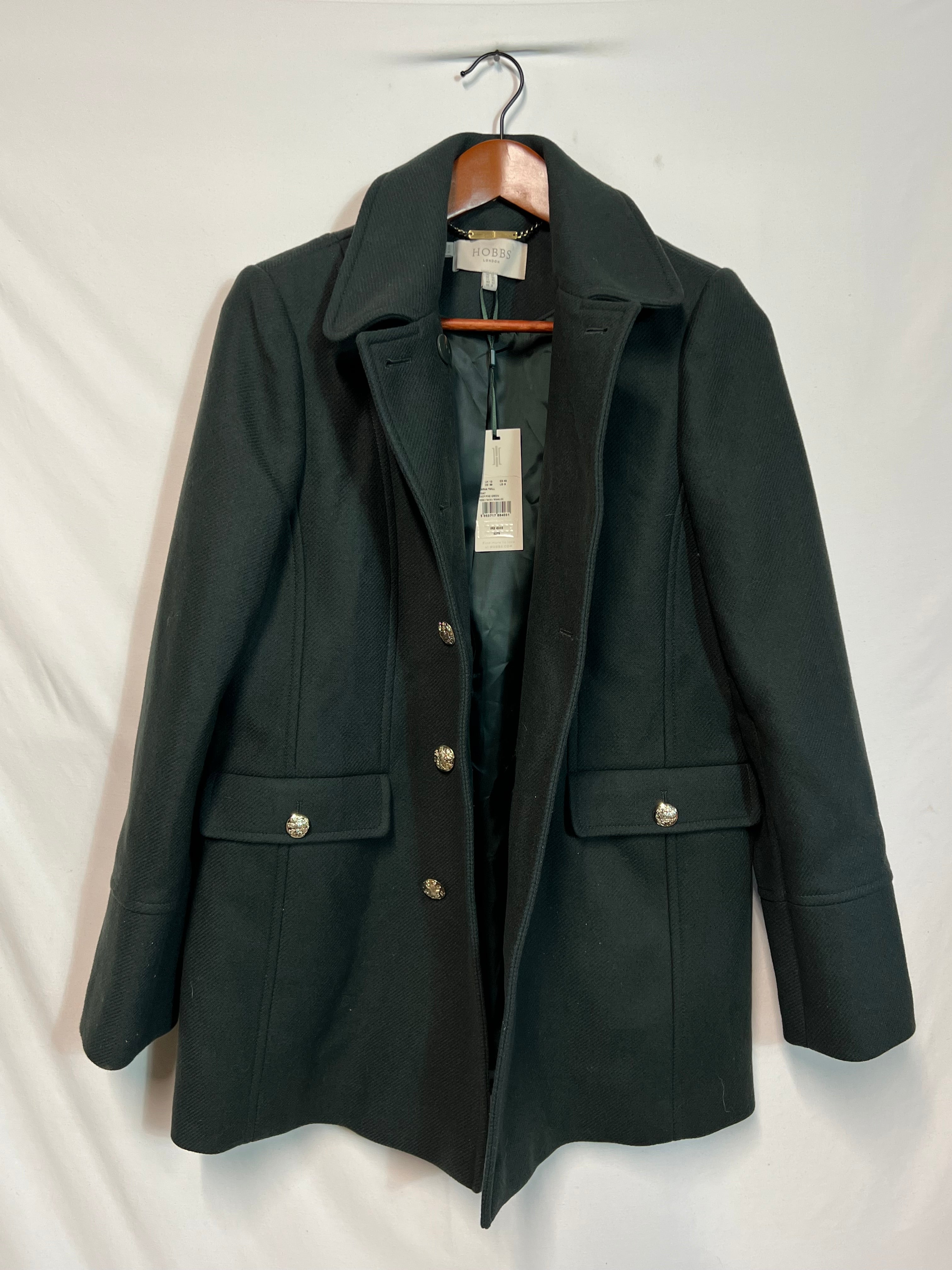 HOBBS | Size 12 | Deep Pine Green Coat | New With Tags