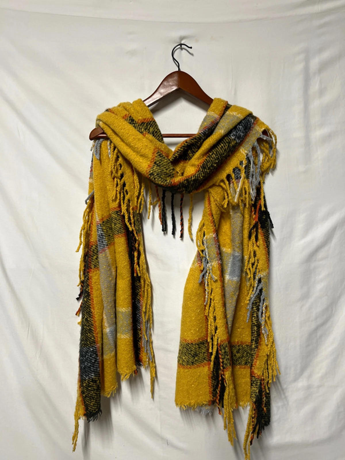 Yellow Mustard Plaid Winter Scarf | Brand New | Thick &amp; Soft