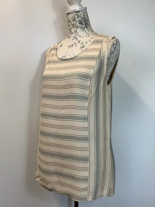 DS Collection | Size 14 | Brown and cream striped vest top  | 100% Viscose