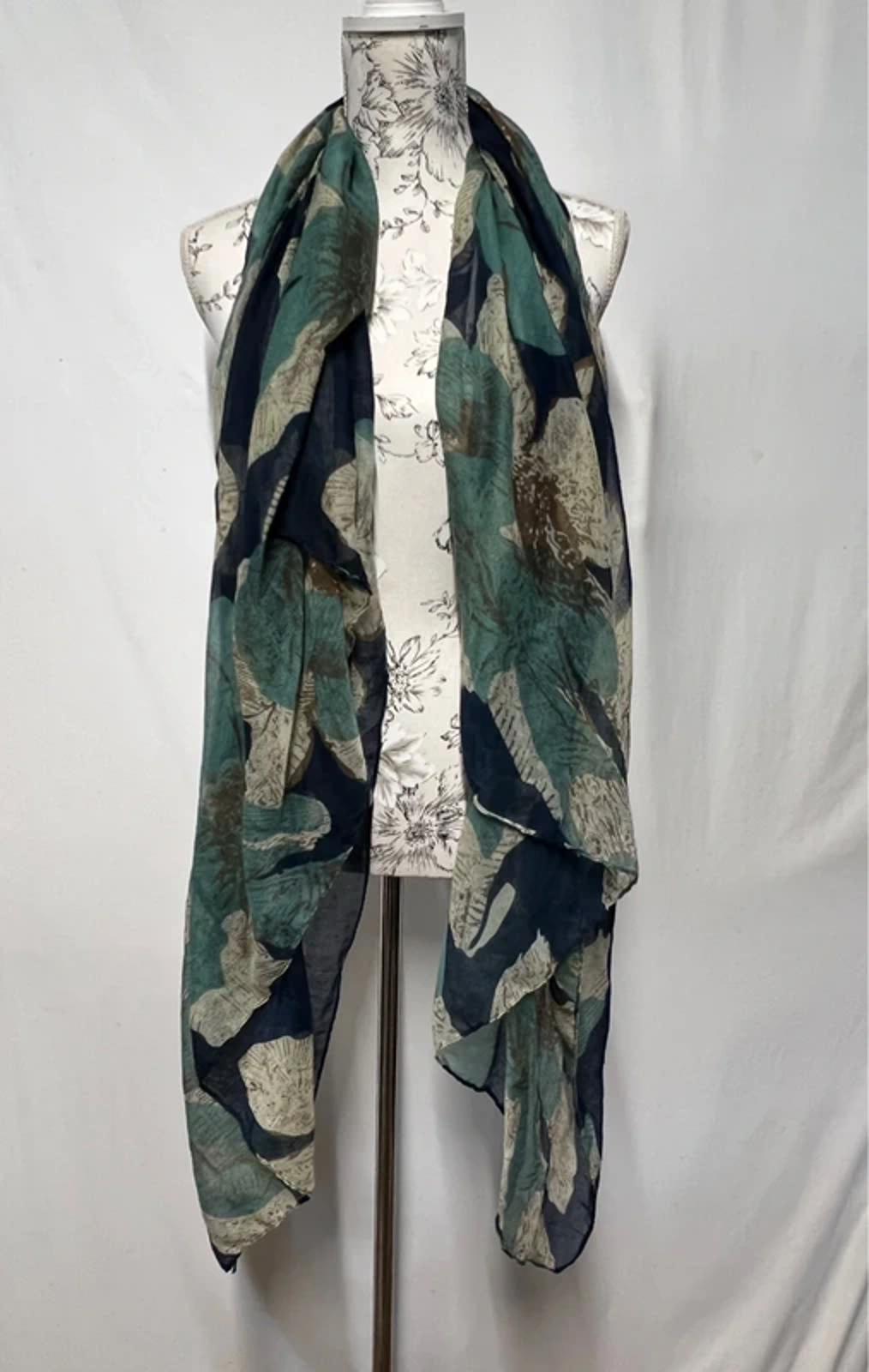 Vintage Ladies Scarf | Turquoise/Navy/Brown