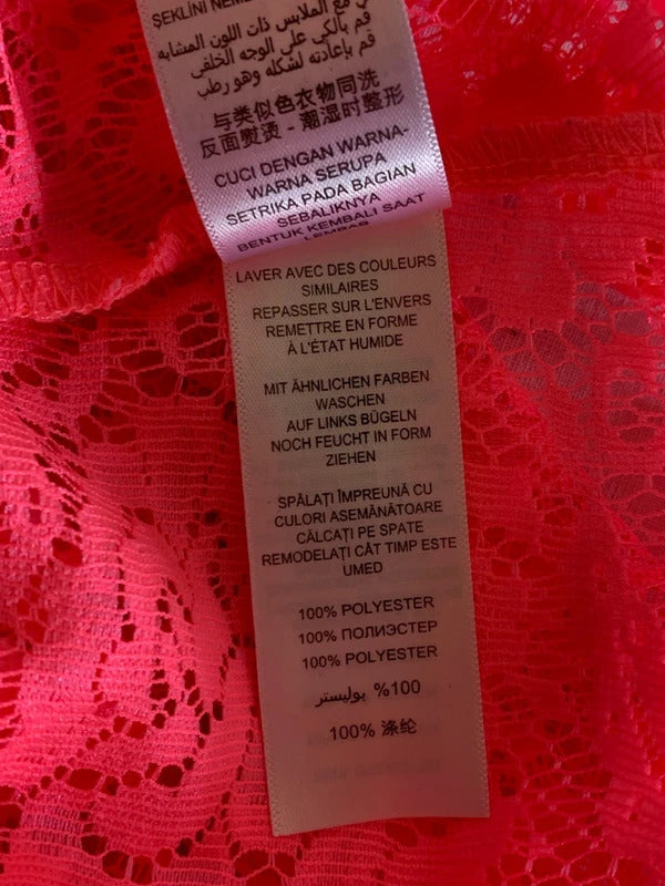 Red Herring | Size 12 |  Y2K Neon Pink Lace Vest Top