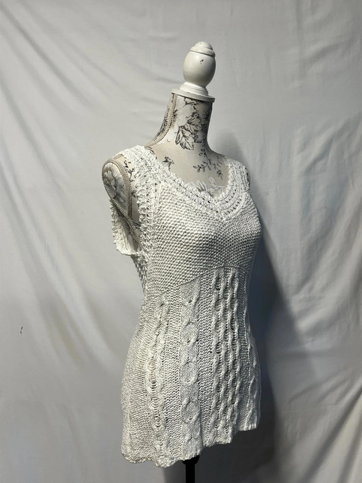 Next | White Knit/Crochet Style Vest | Size 12 | 100% Cotton