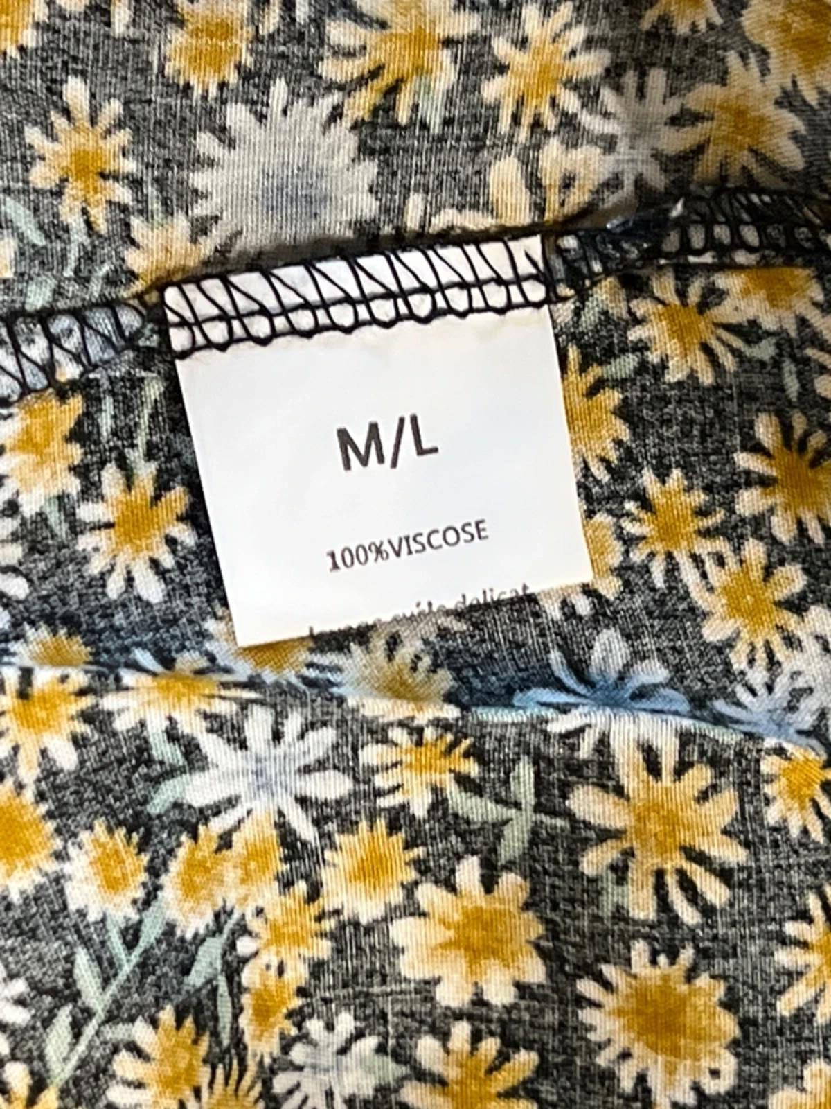 101 Idees | M/L | Ladies Summer 3/4 Blouse | Yellow Flowers