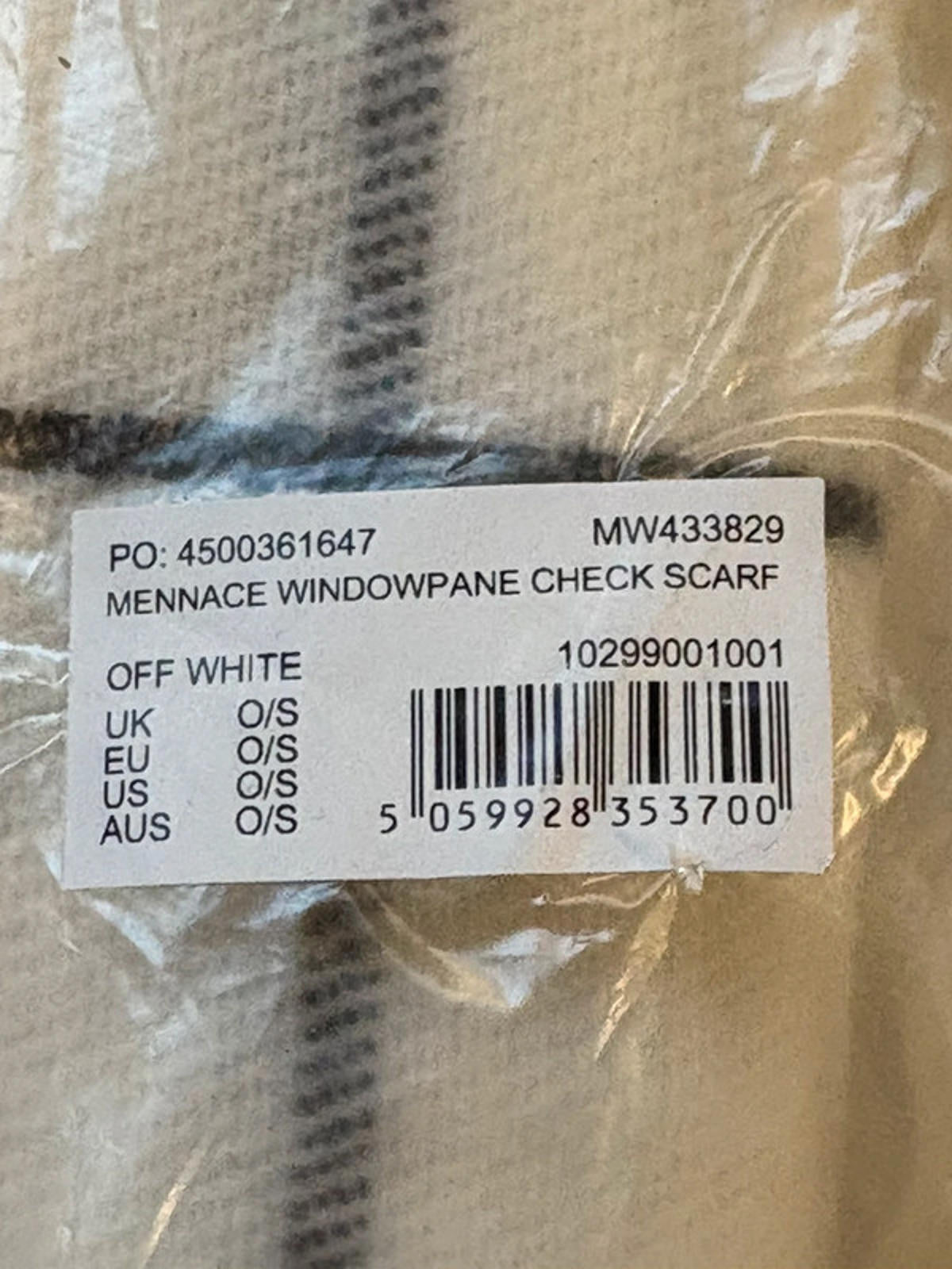 Mennace Cream Scarf | Brand New | Streetwear