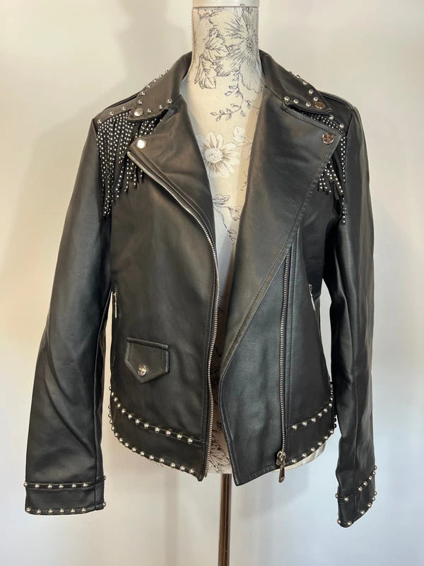 Misspap | XL | Boho Black studded leather jacket
