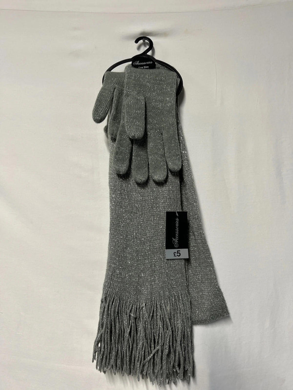Silver Matching Scarf &amp; Gloves Set | Brand New | Gift Idea