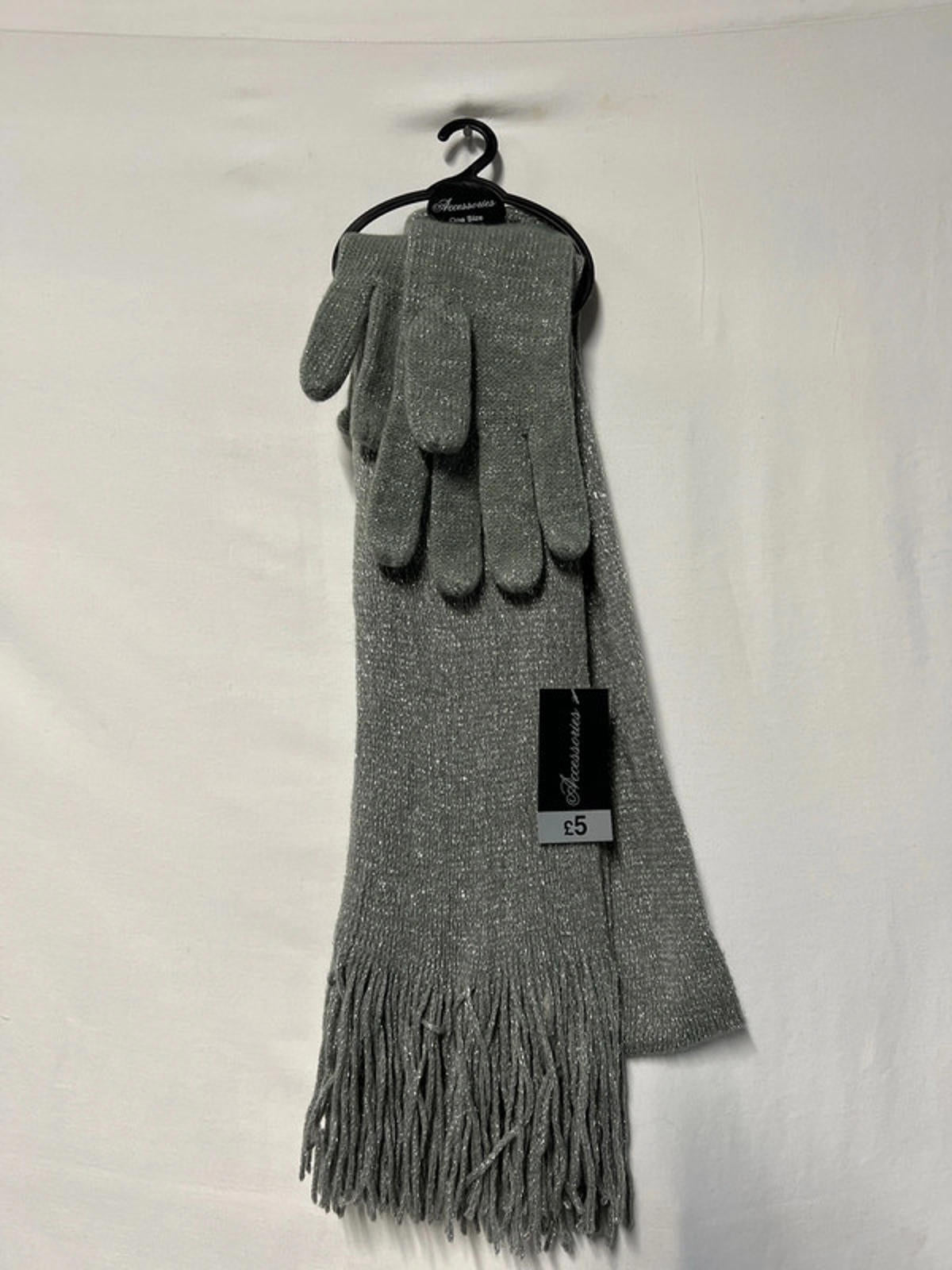 Silver Matching Scarf &amp; Gloves Set | Brand New | Gift Idea