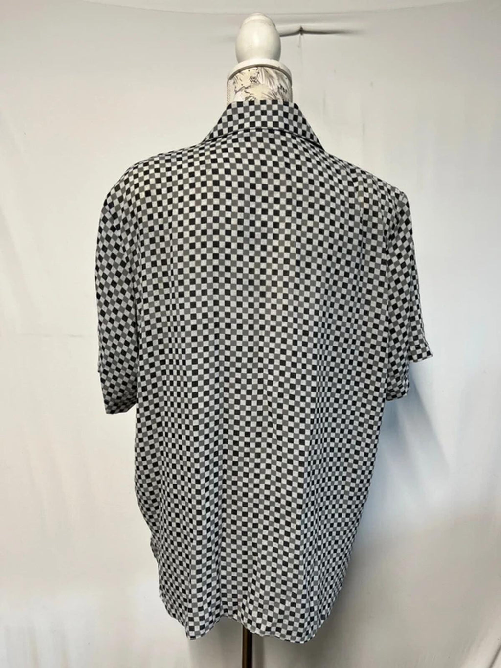 Elena | 20 | Y2k Monochrome sheer checkered print T-Shirt | Polyester