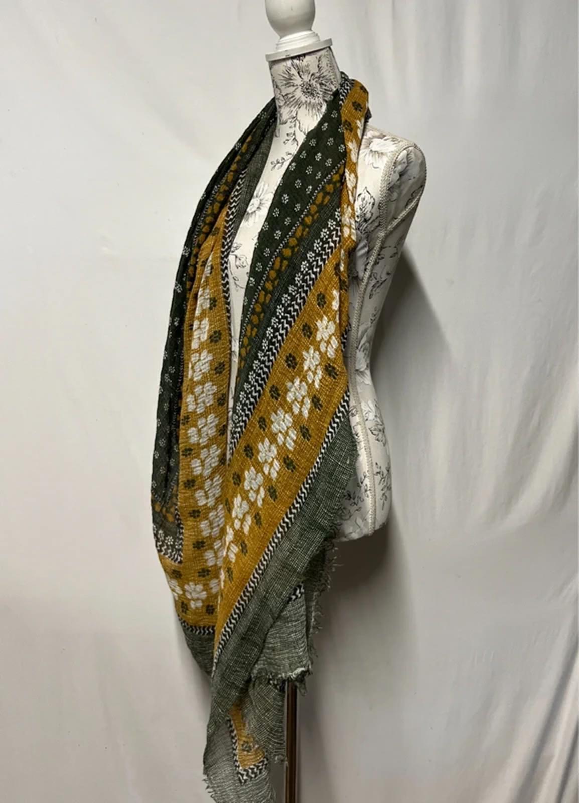 Vintage Ladies Scarf | Mustard/Khaki