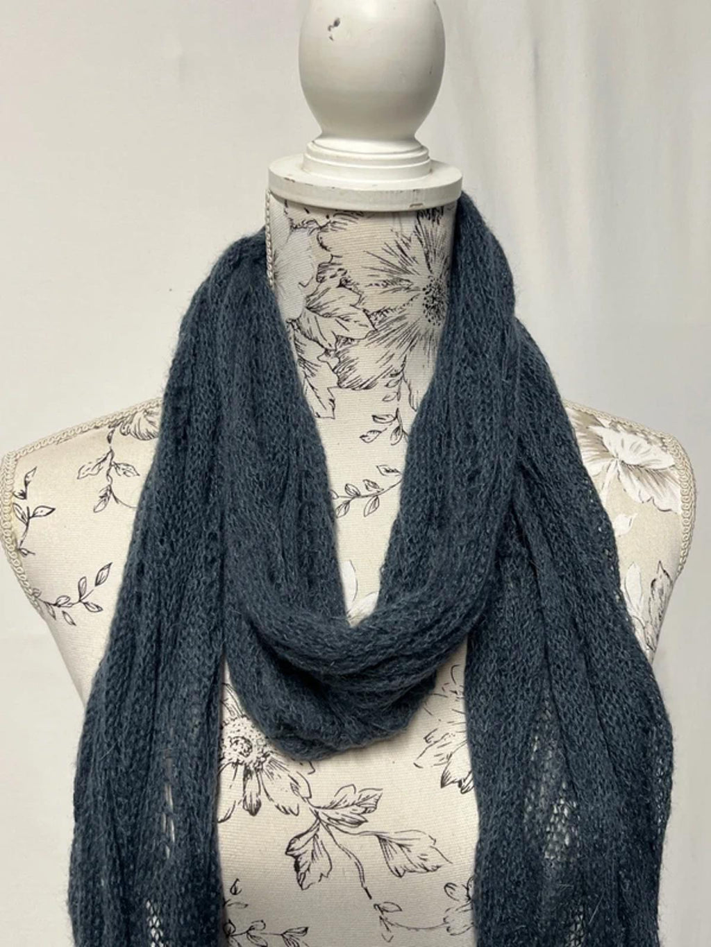 M&S | Ladies Navy Mohair-Style Scarf  | Acrylic