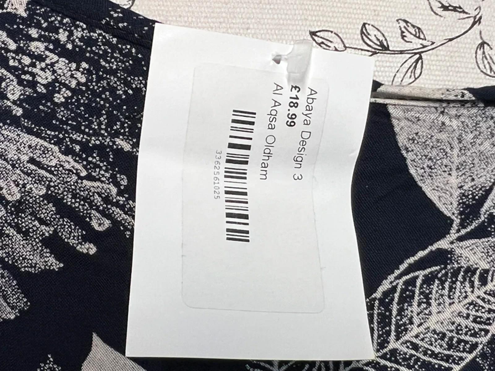 Al Aqsa | XXL | Navy Leaf Pattern Caftan Dress