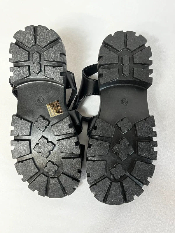 Y2K Black chunky sandals/slide ons | Size 4 / 38 EU|