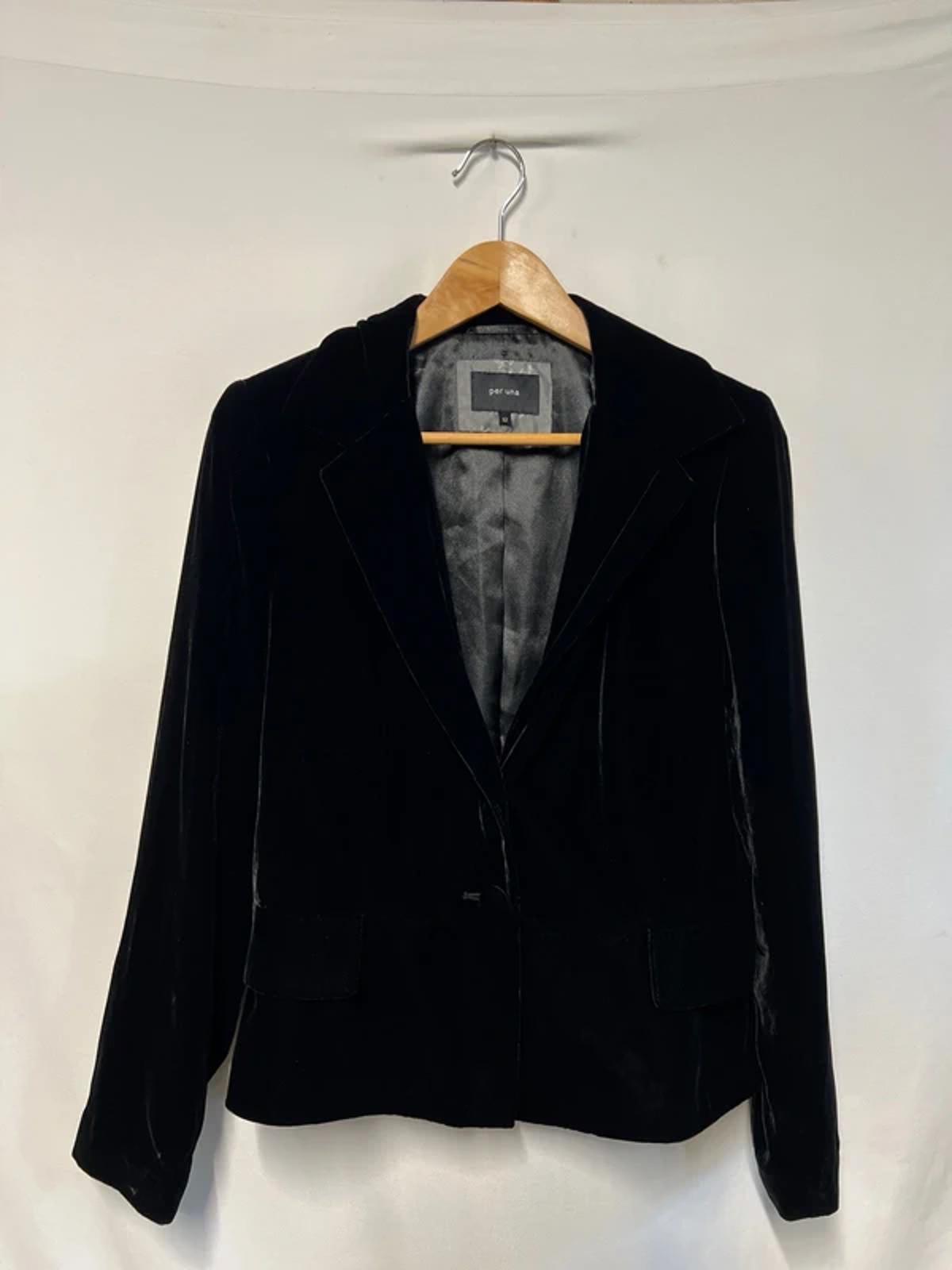 Per Una | 12 | Silk Blend | Black Velvet-Style Blazer