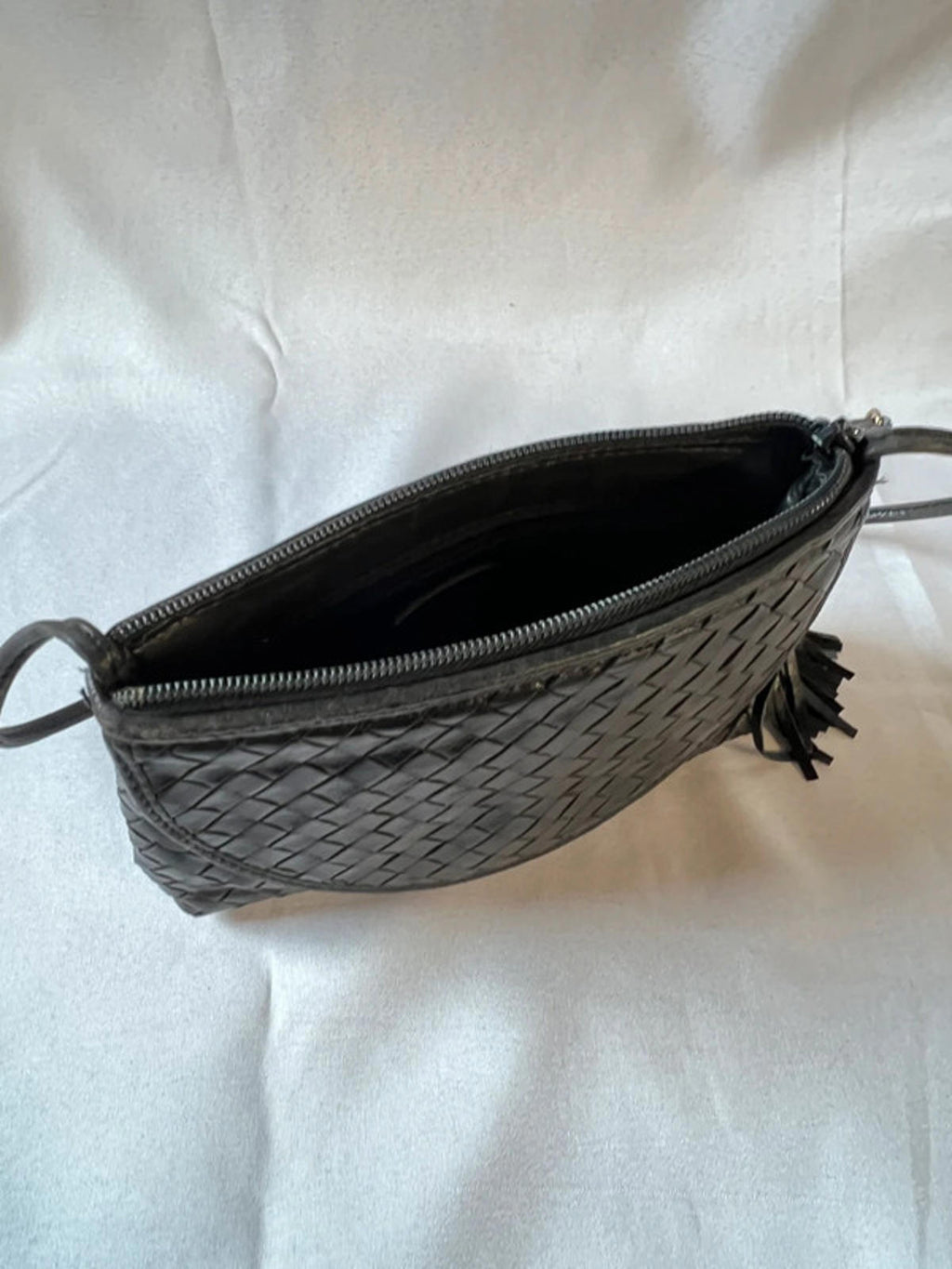 Genuine Vintage Cosci | Black woven handbag | Leather