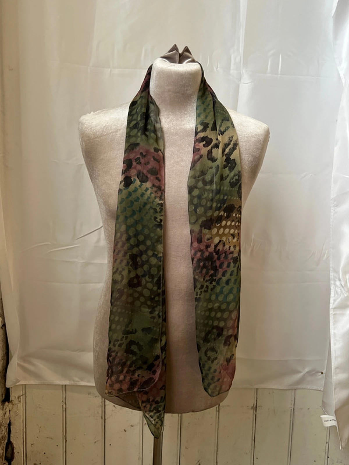 Leopard Print Khaki Scarf