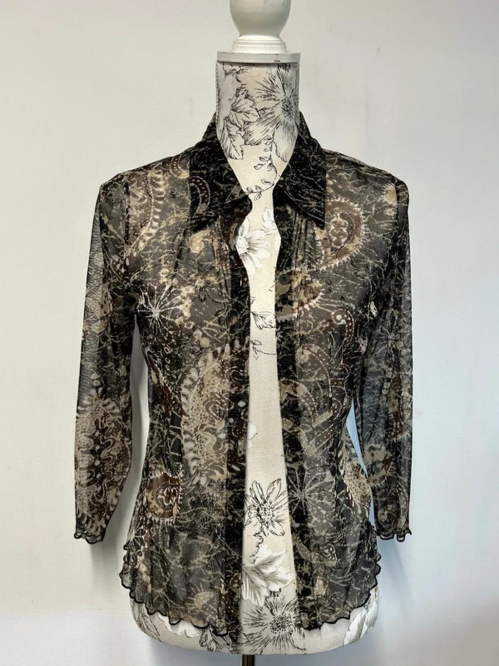Vintage Mexx | L | Brown Patterned Shirt | Polyester