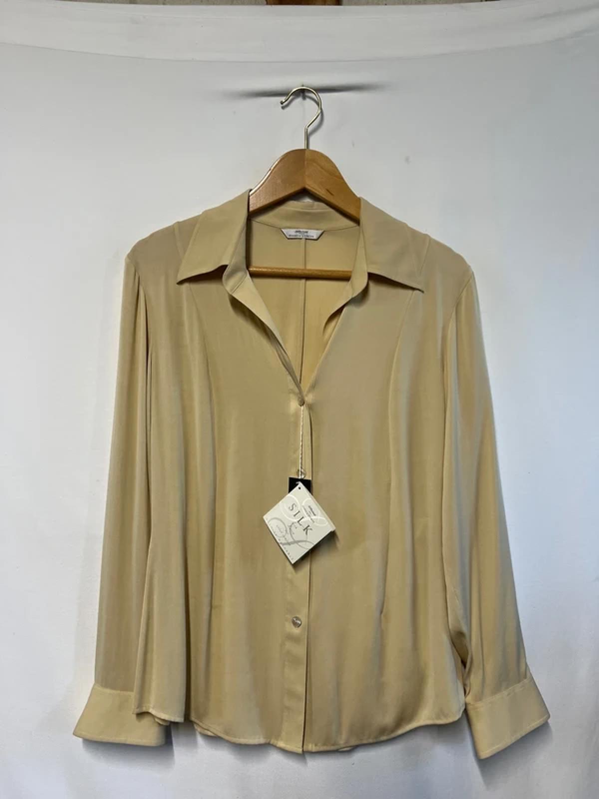 Vintage St Michael | 14 | Yellow Beige Silk Blouse