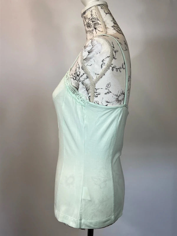 Mexx | Size 16/18 | Y2K Luxurious Ice Blue Lace Cutout Cami |  Brand New