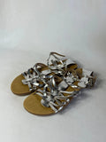 George | Size 7 | Y2K Metallic Leather Cutout Silver Sandals