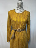 Park July | M | Boho Canary yellow crochet dress with hessian belt