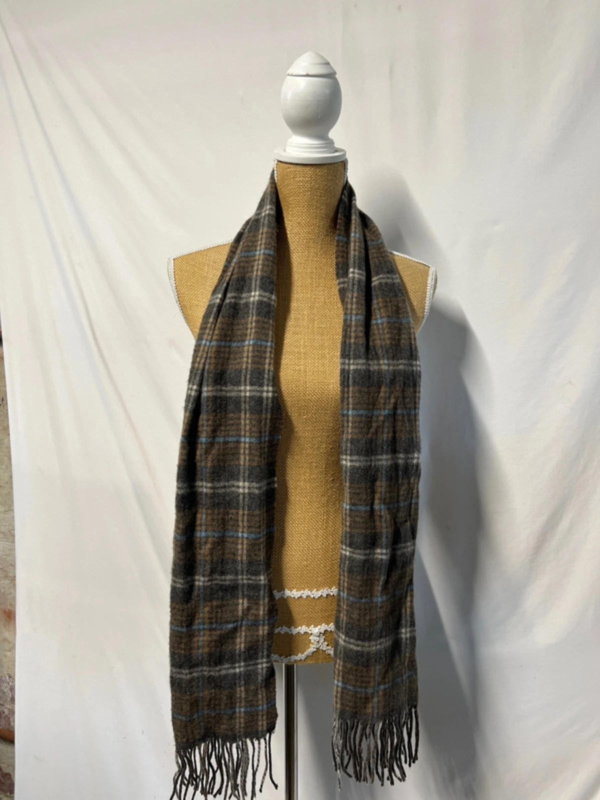Brown, Blue and Grey Winter Scarf