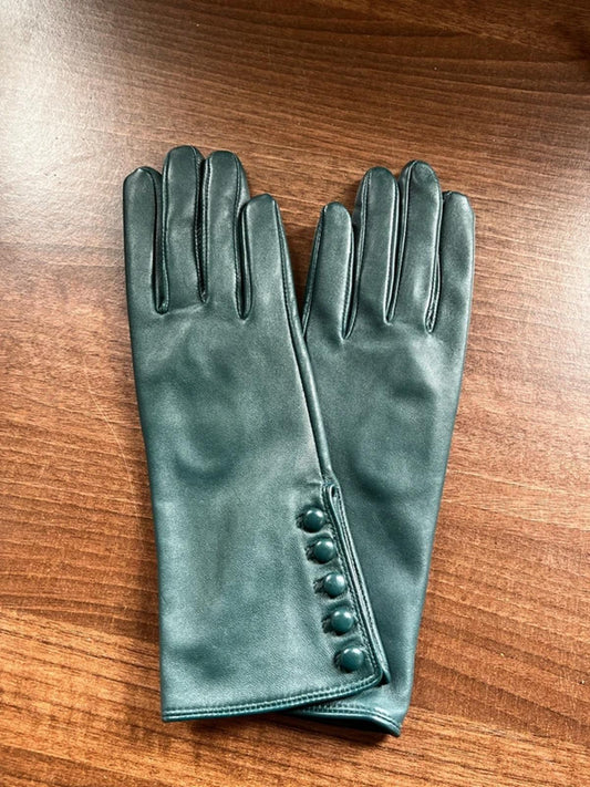 Vintage styled leather gloves | XS |  Dark Turquoise Blue