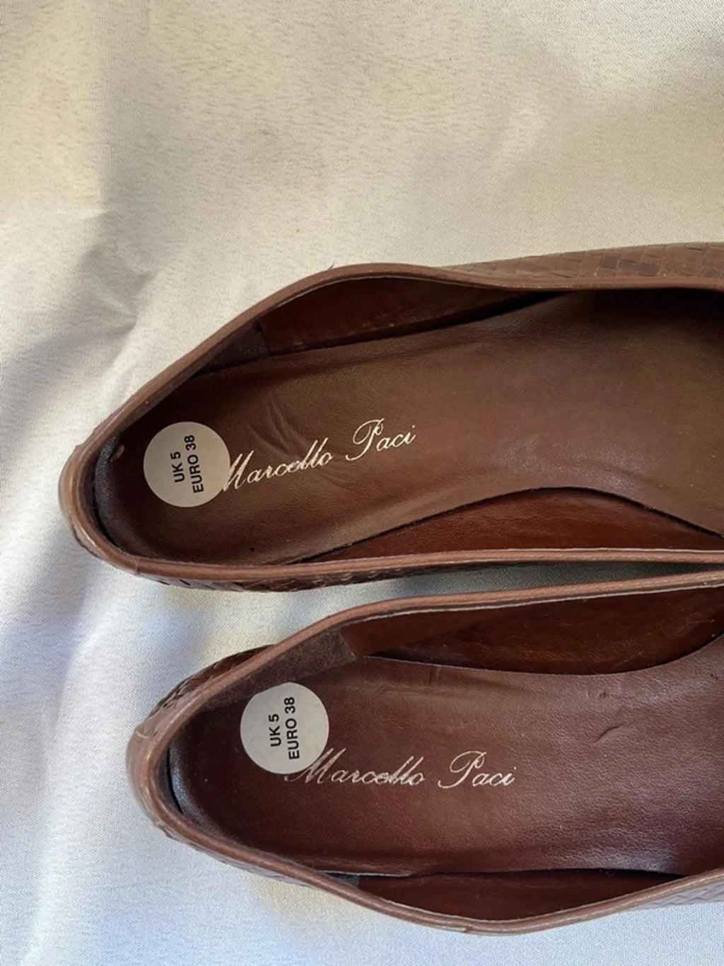 Marcello Paci | 5 | Brown Leather Woven Ballerina Slip Ons