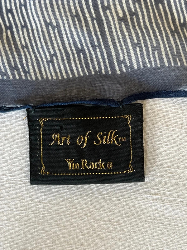 Vintage Tie Rack | Navy/White Striped Silk Bandanna