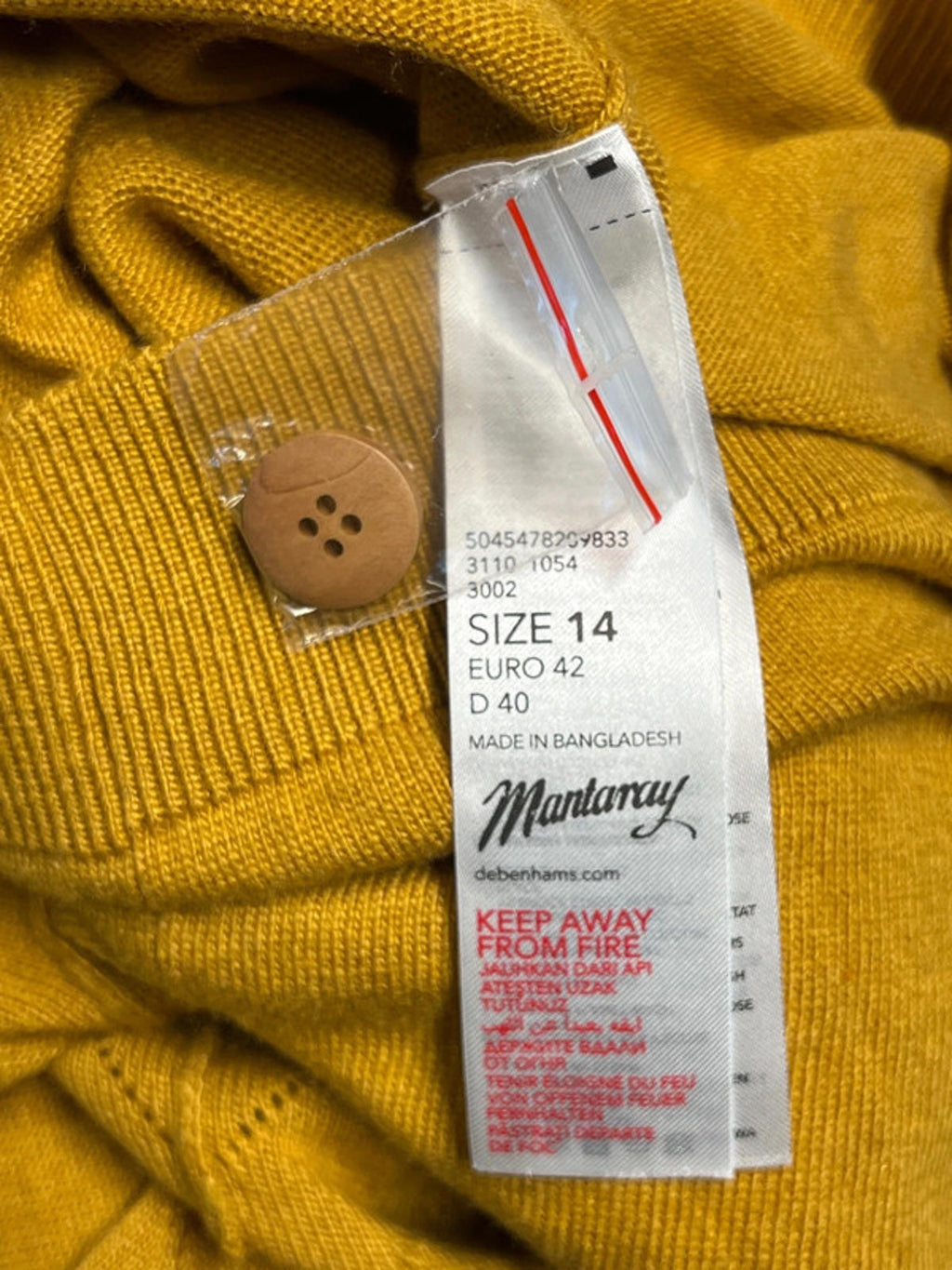 Mantaray | Mustard Cardigan | Size 14 | Wool/Viscose blend