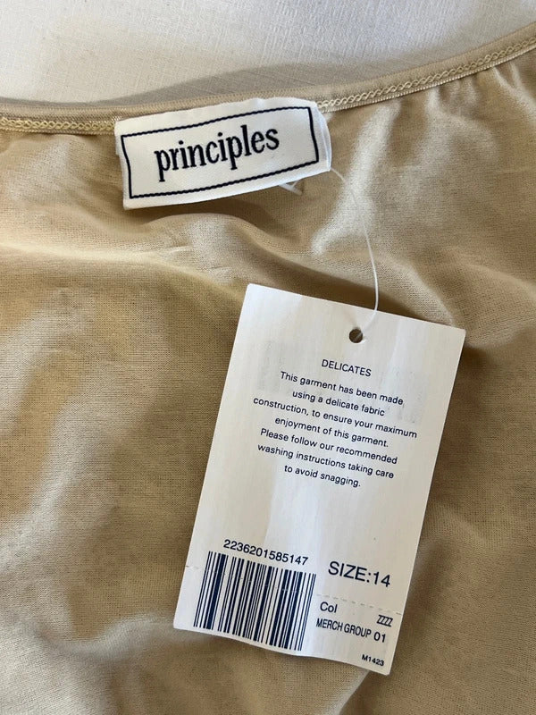 Principles | Size 14 | Stylish Beige Embellished Square Neck Cami